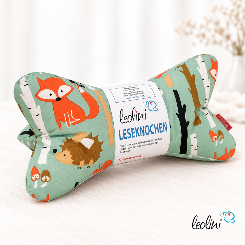 LeoliniLeseknochen personalisierbar | Nackenkissen FUCHS UND CO. | handgemachtLeseknochen
