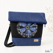 Foldover Tasche aus Cord mit Pusteblume jeansblau