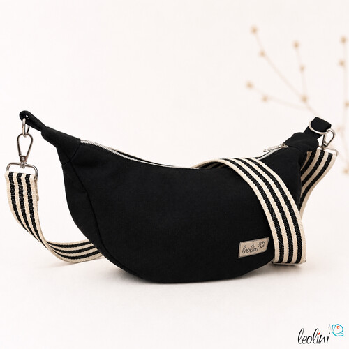 Moon Bag Luna | Halbmondtasche – Handgefertigte Schultertasche in Schwarz
