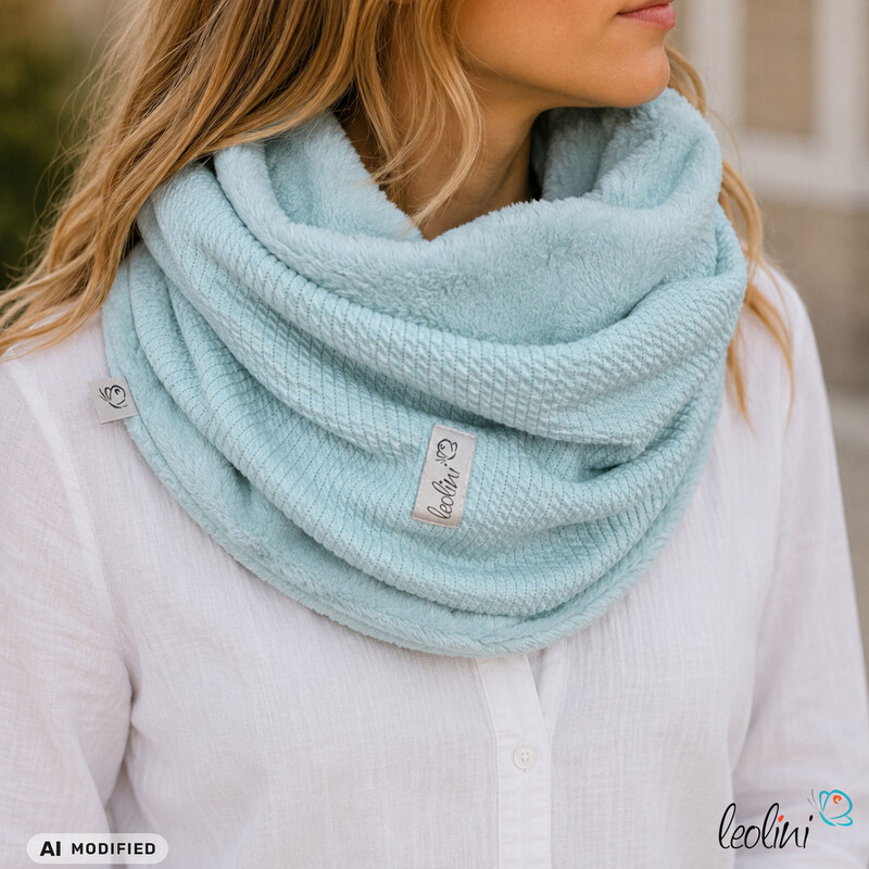 LeoliniTücher / SchalsHandgefertigter Damen Schlauchschal Loop – Beidseitig tragbar mit Wellnessfleece & Mini-Zopfmuster Jersey | ALTMINT