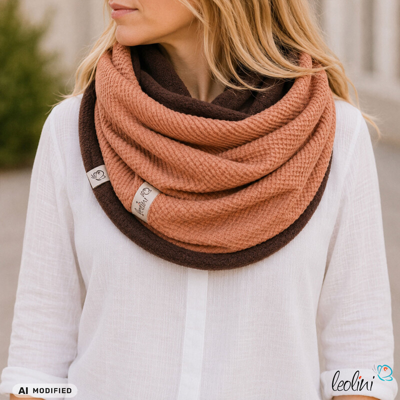 LeoliniHandgefertigter Damen Schlauchschal Loop – Beidseitig tragbar mit Wellnessfleece & Mini-Zopfmuster Jersey | BLUSHTücher / Schals