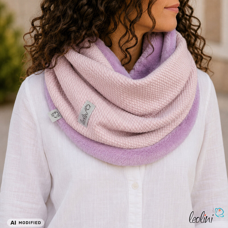 LeoliniHandgefertigter Damen Schlauchschal Loop – Beidseitig tragbar mit Wellnessfleece & Mini-Zopfmuster Jersey | ROSETücher / Schals