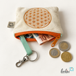 LeoliniSchlüsseltascherl mit Karabiner BLUME DES LEBENS ORANGE | Geldtasche mini | mit Stickerei handgefertigtSchlüsseltascherl