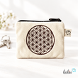 Schlüsseltascherl mit Karabiner BLUME DES LEBENS BRAUN | Geldtasche mini | mit Stickerei handgefertigtSchlüsseltascherl