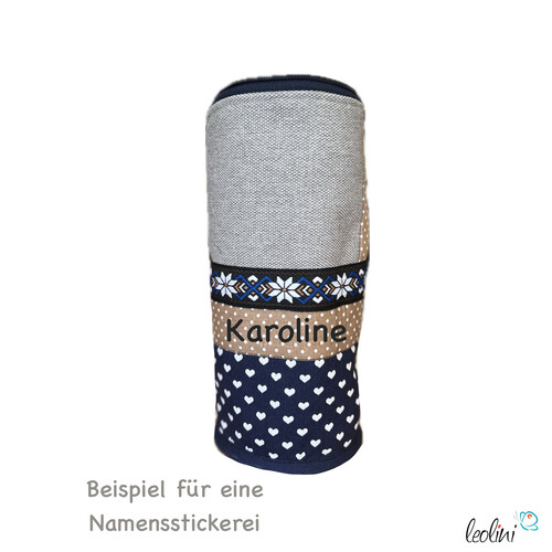 Stehende Stiftetasche Leo | Federpennal Federmäppchen BOHO WEBBAND DUNKELBLAU | personalisierbar mit NamenLeoliniStehende Stiftetaschen LEO