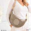 Moon Bag Luna SALBEIGRÜN | Halbmondtasche | handgefertigte Schultertasche mit Blume-des-Lebens-StickereiLeoliniTaschen mit Stickerei und Basic TaschenLeolini