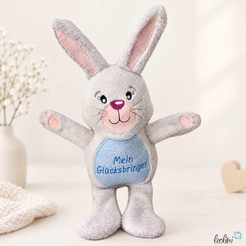 LeoliniKuscheltier HASE GÜCKSI in BLAU | Mein Glücksbringer | personalisierbar mit NameLeoliniKuscheltiere