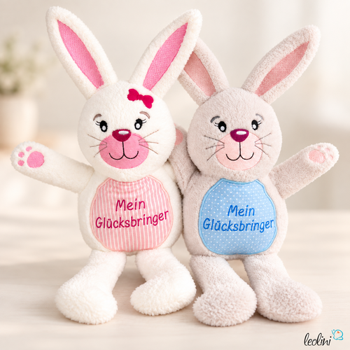 Kuscheltier HASE GÜCKSI in ROSA | Mein Glücksbringer | personalisierbar mit NameLeoliniKuscheltiereLeolini