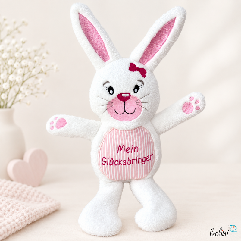LeoliniKuscheltier HASE GÜCKSI in ROSA | Mein Glücksbringer | personalisierbar mit NameLeoliniKuscheltiere