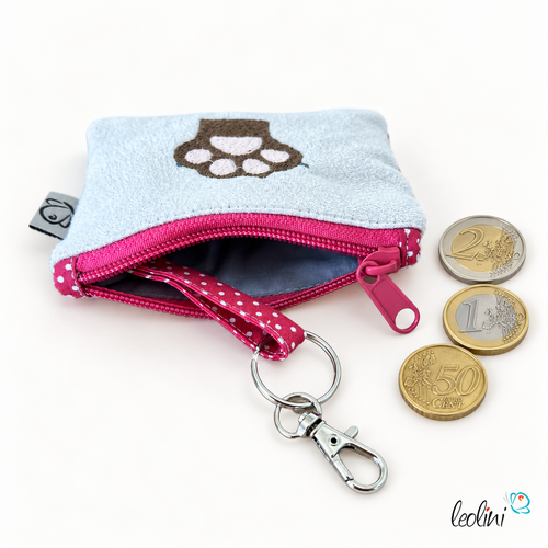 Schlüsseltascherl mit Karabiner | Geldtasche mini | mit Stickerei PFOTEN handgefertigtLeoliniSchlüsseltascherl