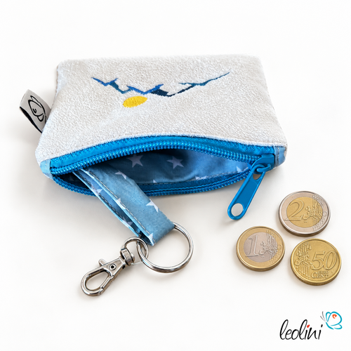 Schlüsseltascherl mit Karabiner BERGE | Geldtasche mini | mit Stickerei handgefertigtLeoliniSchlüsseltascherl