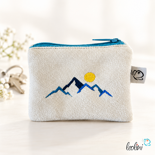 Schlüsseltascherl mit Karabiner BERGE | Geldtasche mini | mit Stickerei handgefertigt
