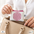 LeoliniSchlüsseltascherl mit Karabiner BLUME DES LEBENS PINK | Geldtasche mini | mit Stickerei handgefertigtLeoliniSchlüsseltascherl