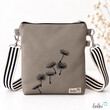 LeoliniKleine Umhängetasche TAUPE mit fliegenden Pusteblumen | mit gemustertem Gurtband | Kleine LEOSLeoliniTaschen mit Stickerei und Basic Taschen