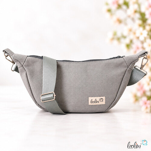 Moon Bag Luna | Halbmondtasche – Handgefertigte Schultertasche in Grau