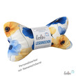 Leseknochen personalisierbar | Nackenkissen MOHNDESIGN SONNENGELB BLAU | handgemachtLeoliniLeseknochen gemustert