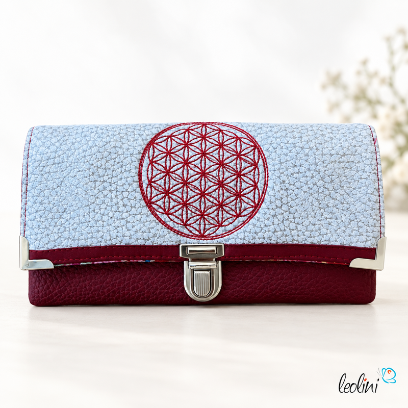 LeoliniPortemonnaie mit Stickerei | Blume des Lebens | ROT BEIGE | GeldbörseLeoliniPortemonnaies mit Stickerei