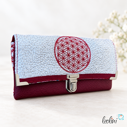 LeoliniPortemonnaie mit Stickerei | Blume des Lebens | ROT BEIGE | GeldbörseLeoliniPortemonnaies mit Stickerei