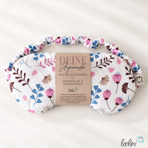 Augenmaske mit Leinsamen-Innenkissen | Schlafmaske mit waschbarem Bezug | STREUBLUMEN ROSA