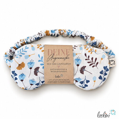 LeoliniAugenmaske mit Leinsamen-Innenkissen | Schlafmaske mit waschbarem Bezug | STREUBLUMEN BLAULeolini