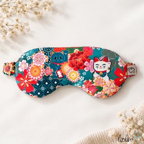 LeoliniAugenmaske mit Leinsamen-Innenkissen | Schlafmaske mit waschbarem Bezug | LEBENSBLUME DESIGN BUNTLeolini