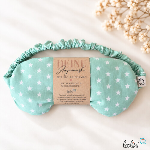 Augenmaske mit Leinsamen-Innenkissen | Schlafmaske mit waschbarem Bezug | STERNE MINT