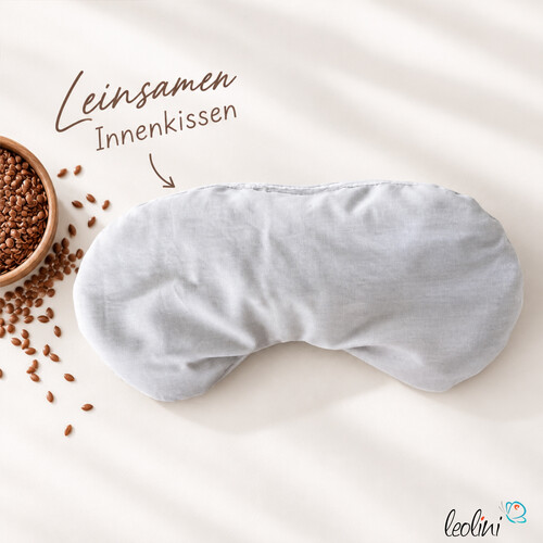 LeoliniAugenmaske mit Leinsamen-Innenkissen | Schlafmaske mit waschbarem Bezug | BEIGE RETROLeoliniWohlfühlzeit