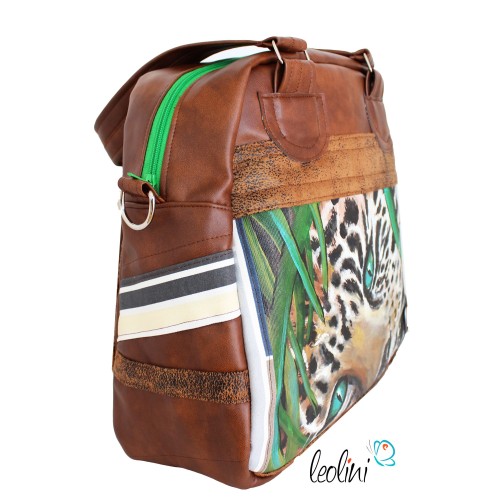 Henkeltasche mit Malerei Leopard Leolini - 6