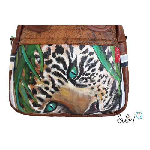 Henkeltasche mit Malerei Leopard Leolini - 7