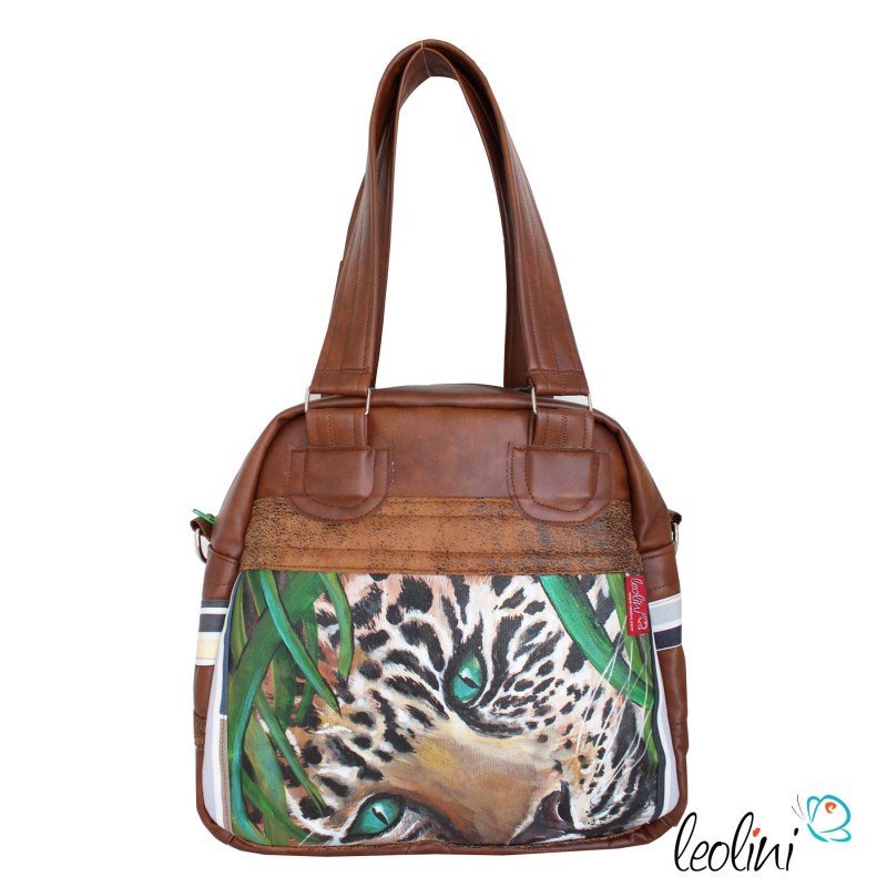 Henkeltasche mit Malerei Leopard Leolini - 1