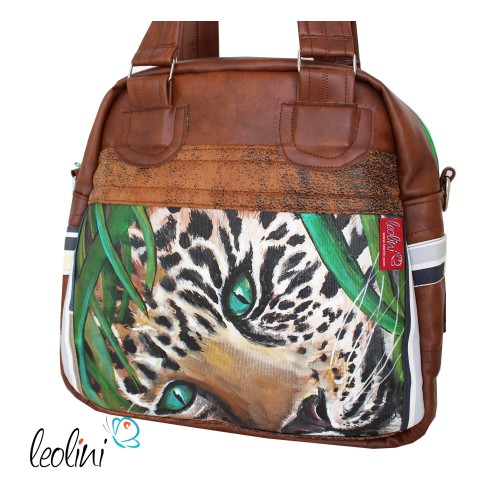 Henkeltasche mit Malerei Leopard Leolini - 3