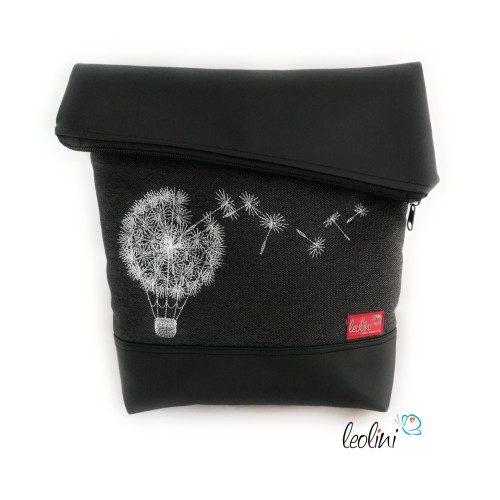 Foldover Tasche Pusteblumen Ballon Stickerei - handgemachte Kunstledertasche Leolini - 5