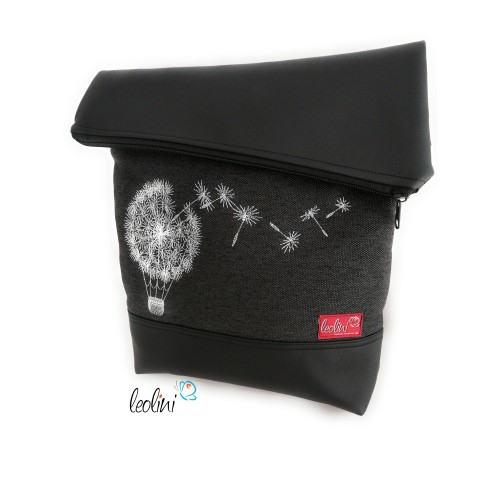 Foldover Tasche Pusteblumen Ballon Stickerei - handgemachte Kunstledertasche Leolini - 6