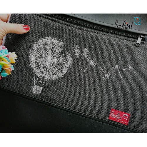 Foldover Tasche Pusteblumen Ballon Stickerei - handgemachte Kunstledertasche Leolini - 7