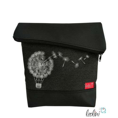 Foldover Tasche Pusteblumen Ballon Stickerei - handgemachte Kunstledertasche Leolini - 1