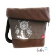 Foldover Tasche Pusteblumen Stickerei - Umhängetasche braunes Antiklederimitat Leolini - 3