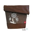 Foldover Tasche Pusteblumen Stickerei - Umhängetasche braunes Antiklederimitat Leolini - 1