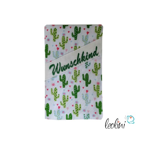 Mutterkindpasshülle Kaktus mit Stickerei Wunschkind Leolini - 2
