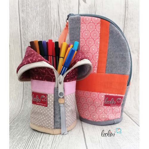 Stehende Stiftetasche Leo | Federpennal Ornamente magenta Leolini - 10