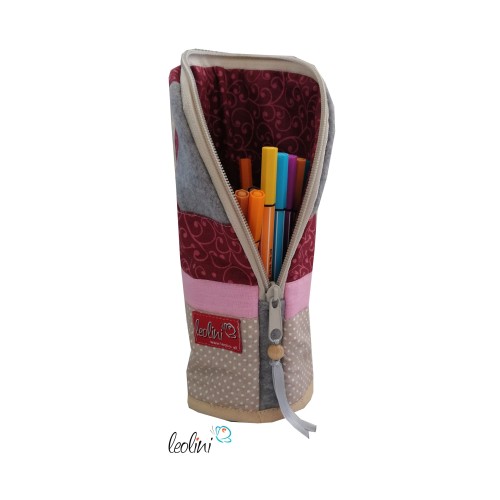 Stehende Stiftetasche Leo | Federpennal Ornamente magenta Leolini - 4