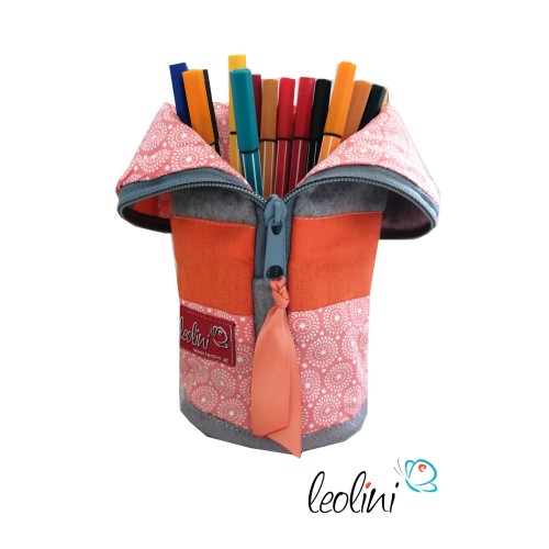 Stehende Stiftetasche Leo | Federpennal Mandala orange personalisierbar Leolini - 2
