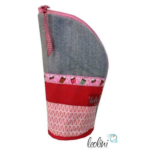 Stehende Stiftetasche Leo | Federpennal Cupcake rosa personalisierbar Leolini - 3
