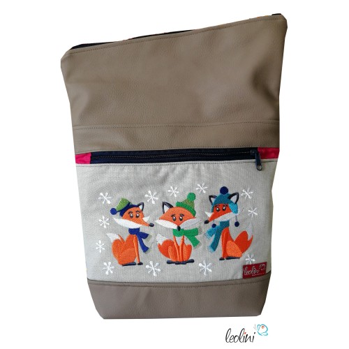 Foldover Tasche Füchse Stickerei  - Umhängetasche mit Außenfach Leolini - 5
