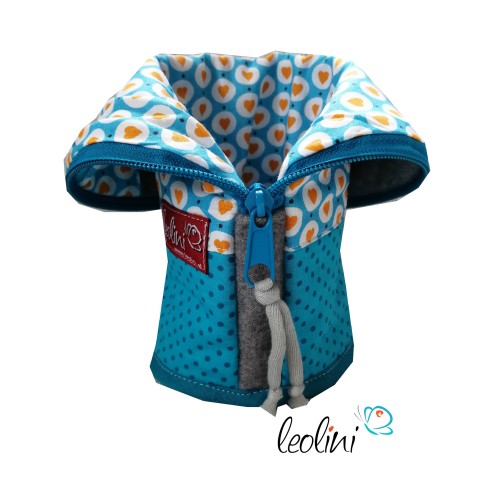 Stehende Stiftetasche Leo | Federpennal türkise Herzen personalisierbar Leolini - 8