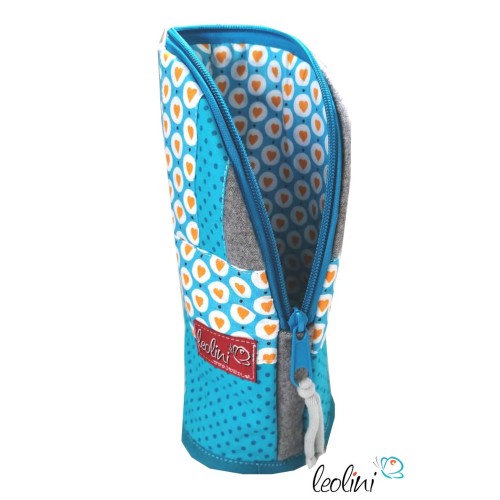Stehende Stiftetasche Leo | Federpennal türkise Herzen personalisierbar Leolini - 6