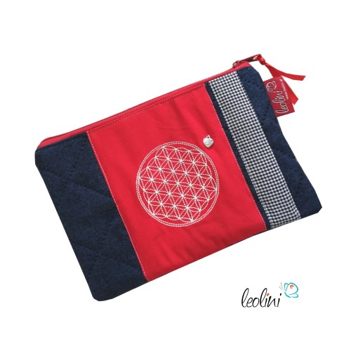 Schminktasche Allzwecktasche Blume des Lebens | Zipptasche rot