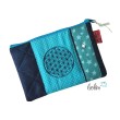 Schminktasche | Zipptasche Blume des Lebens türkis Leolini - 1