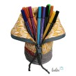 Stehende Stiftetasche Leo | Federpennal Ornamente senf Leolini - 8