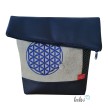 Foldover Tasche Blume des Lebens | Stickerei mit Charmanhänger - marine Leolini - 1