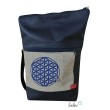 Foldover Tasche Blume des Lebens | Stickerei mit Charmanhänger - marine Leolini - 2